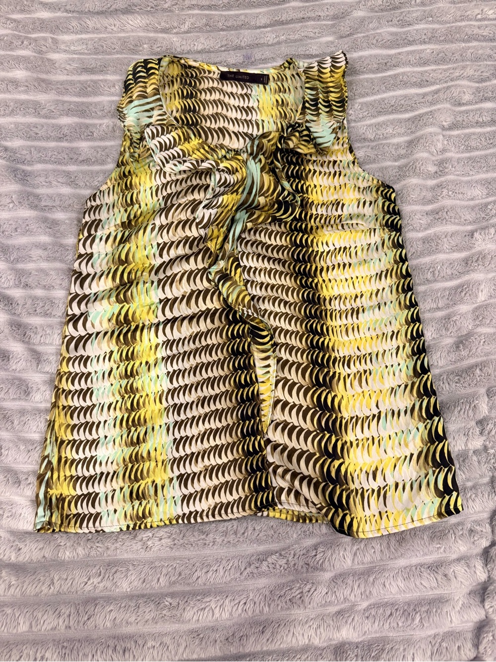 The Limited Yellow, Black & Cream Patterned A-Line Skirt